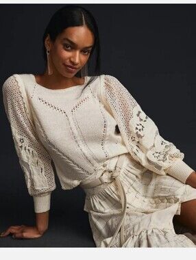 Anthropologie Beaded Sweater